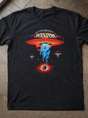 Vintage Boston Rock Band UFO Graphic Black T-shirt